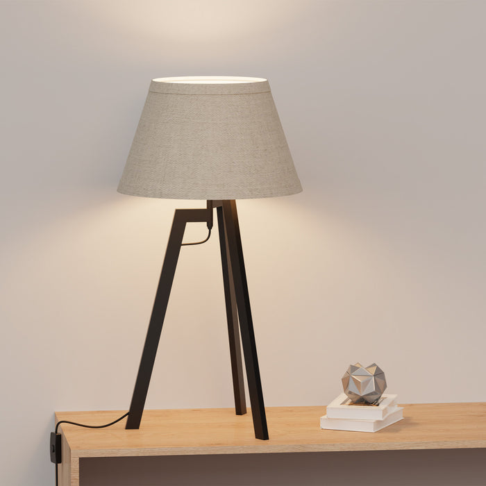 27\" Black Architectural Tripod Table Lamp with Textured Shade