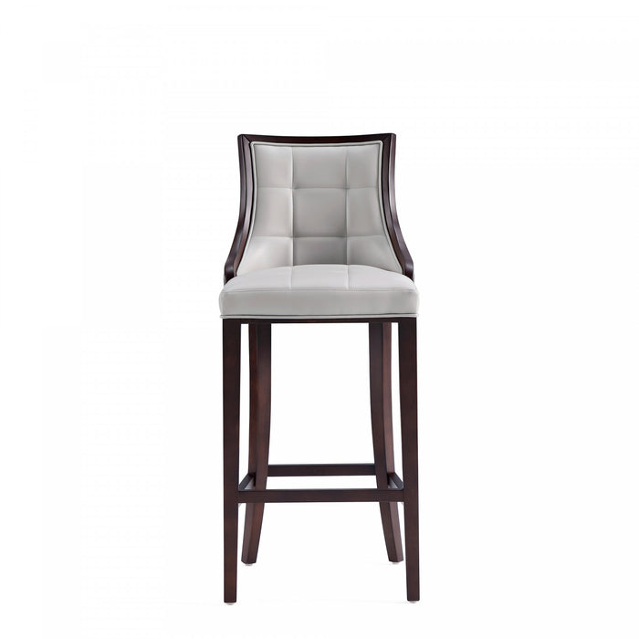 Fifth Avenue Traditional Wood Upholstered Barstool in Light Gray - Set of 2