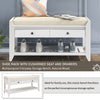 Stephanie Pine Wood Shoe Rack Bench With Cushioned Seat With Storage Drawers - White | Banc A Chaussures Stephanie En Pin Avec Siege Rembourre Et Tiroirs De Rangement, Blanc