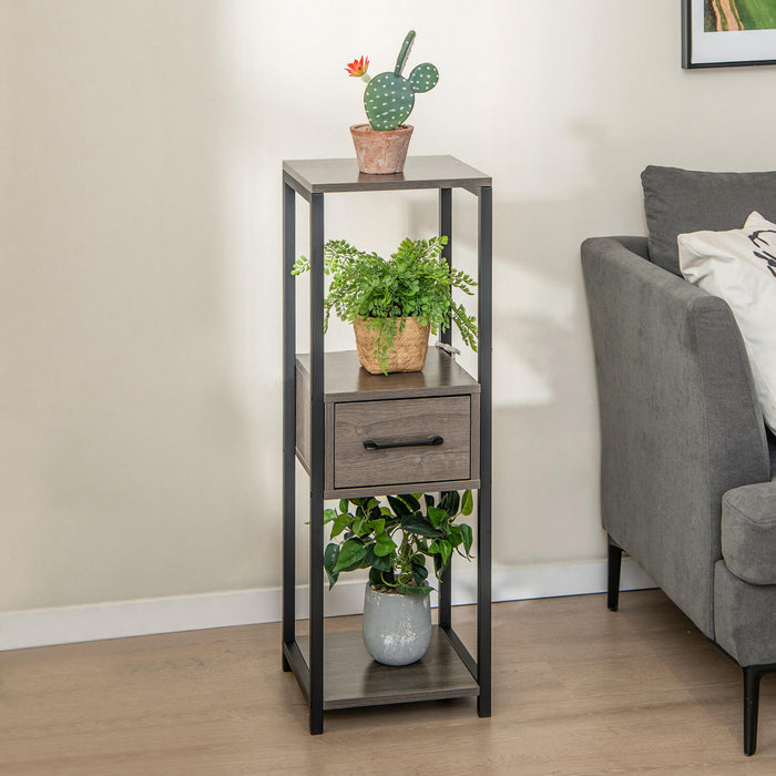 Costway 2 Pack 3 Tier Tall Metal Plant Stand Indoor Plant Table With Drawer Anti-tipping Devices