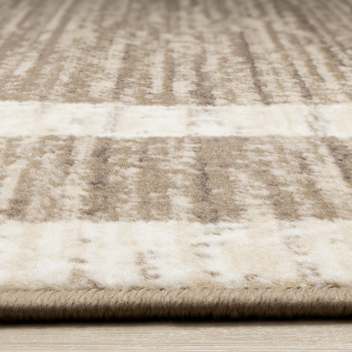 Forte Brown Beige Cream Abstract Geometric Design Area Rug - 7'9\" x 10'6\"
