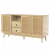Oliver 61" Sideboard Cabinet with Rattan Sliding Doors and Drawers,Natural Accent Cabinet | Oliver 61" Buffet avec Portes Coulissantes en Rattan et Tiroirs, Naturel