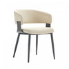 Luce Modern Textured Vegan Leather Metal Dining Chair in Sand - Set of 2 | Chaise de salle a manger moderne Luce en cuir vegetalien texture et metal, sable - Lot de 2
