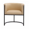 Cosmopolitan Mid-Century Modern Vegan Leather Metal Dining Chair in Tan - Set of 2 | Chaise de salle a manger moderne mi-siecle cosmopolite en cuir vegetalien et metal, couleur beige - Lot de 2