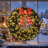 HOMCOM 36 Inch Pre-Lit Christmas Wreath, Artificial Xmas Wreath, Green