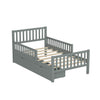 Emma Wood Platform Bed with Guardrails and Storage Drawers,Twin Size - Grey | Emma – Lit Plateforme en Bois avec Barrieres de Protection et Tiroirs de Rangement, Format Simple - Gris