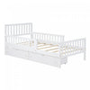 Emma Wood Platform Bed with Guardrails and Storage Drawers,Twin Size - White | Emma – Lit Plateforme en Bois avec Barrieres de Protection et Tiroirs de Rangement, Format Simple - Blanc