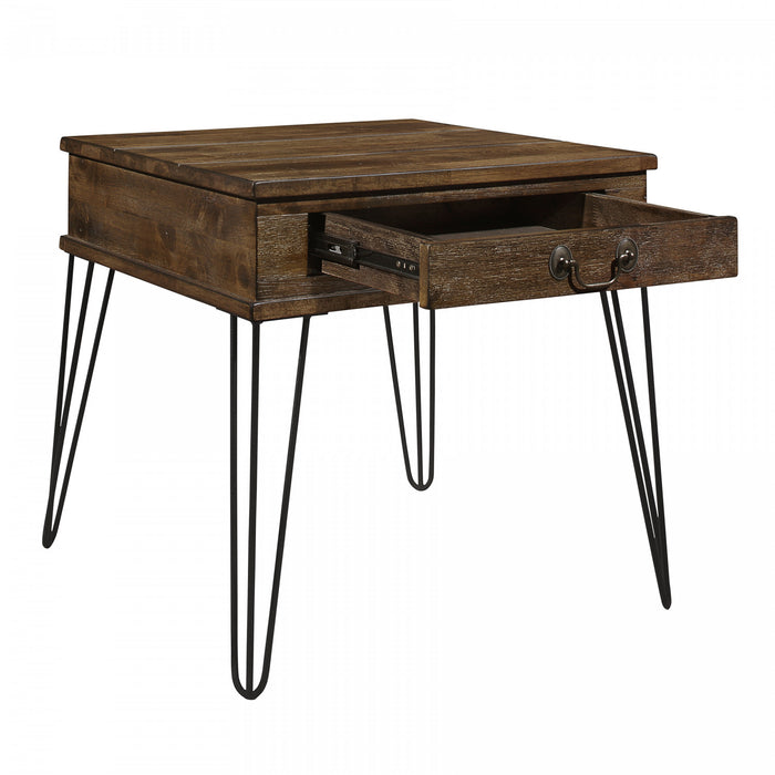 Hughey End Table With 1 Drawer, Rustic Oak