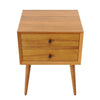 Emma Mid-Century Modern Nightstand with 2 Drawers,Natural | Emma Table de Nuit Moderne Mid-Century avec 2 Tiroirs, Naturel