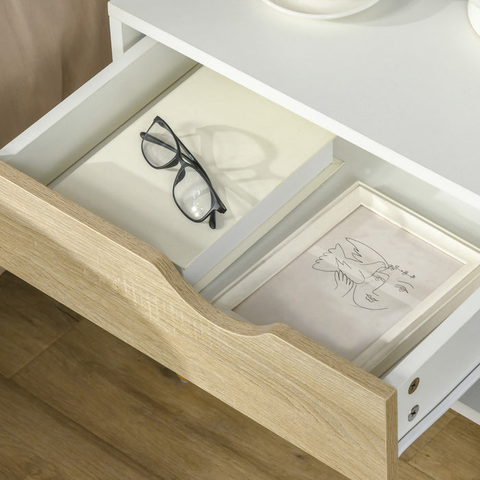 HOMCOM Bedside Table with Drawer & Shelf, Nightstand, End Table for Bedroom
