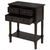 Olivia Solid Wood Console Table With Drawers And Bottom Shelf - Brown | Table Console Olivia En Bois Massif Avec Tiroirs Et Etagere Inferieure - Marron