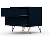 Rockefeller Mid-Century Modern 20" Nightstand in Midnight Blue (2-Drawer) - Set of 2 | Table de nuit Rockefeller Mid-Century Modern 20" en bleu minuit (2 tiroirs) - Lot de 2