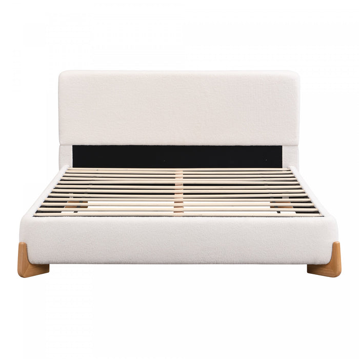Olivia Elegant Comfortable Upholstered Bed,King Size,White King Bed