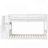 Liam Floor Bunk Bed with Ladder and Storage,Twin over Twin,White Twin Bed | Lit superpose Liam au sol avec echelle et rangement, simple sur simple, blanc