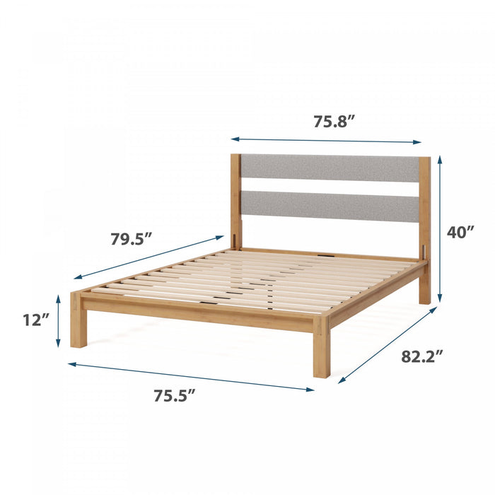Kumiki Interlocking Bamboo Platform Bed with Headboard - King Size