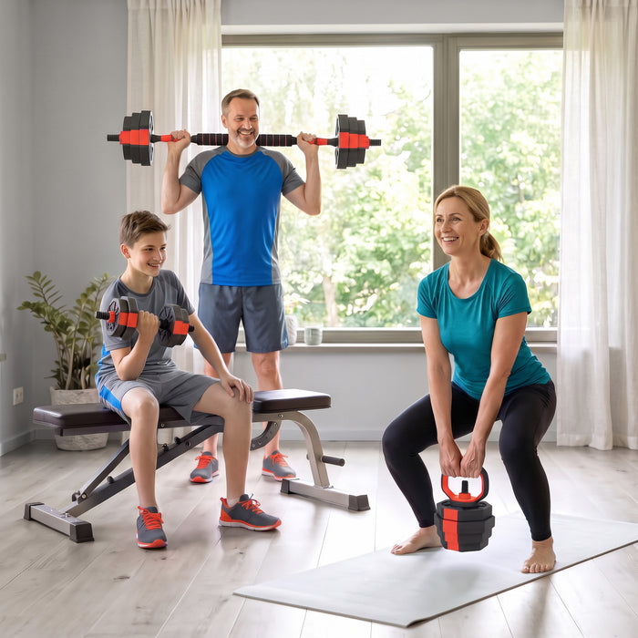 Soozier 6-in-1 Adjustable Dumbbell Set, 55lbs Free Weights Set, Red