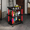 Homcom 3-tier Rolling Tool Cart With Wheels, Plastic Utility Cart, Black