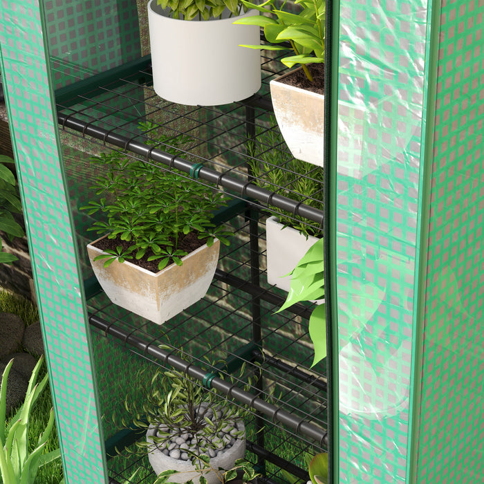 Outsunny Mini Greenhouse Outdoor Flower Stand Pe Cover Portable 27\" X 19\"
