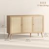 HOMCOM Boho Sideboard Buffet Cabinet with Decorative Rattan Doors, Natural