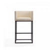 Embassy Mid-Century Modern Metal Upholstered Barstool in Cream - Set of 2 | Tabouret de bar Embassy style milieu du siecle en metal et tissu creme - Lot de 2