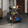 Homcom 3-tier Collapsible Tool Cart With Wheels, Folding Utility Cart Black