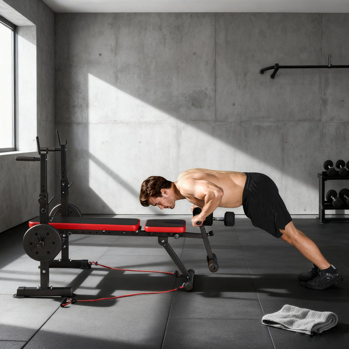 Soozier 924LBS Adjustable Weight Bench with Rack, Flat & Incline