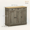 HOMCOM Coffee Bar Cabine, Kitchen Cabinet with Drawers, Washed Grey
