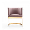 Aura Modern Velvet Metal Dining Chair in Blush - Set of 2 | Chaise de salle a manger moderne en velours et metal Aura, rose poudre - Lot de 2