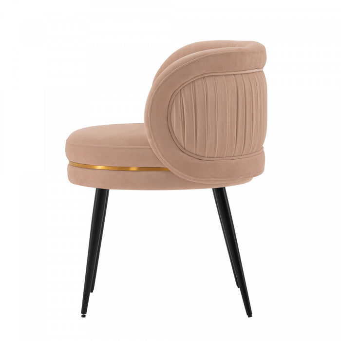 Kaya Modern Wood Velvet Dining Chair in Nude - Set of 2