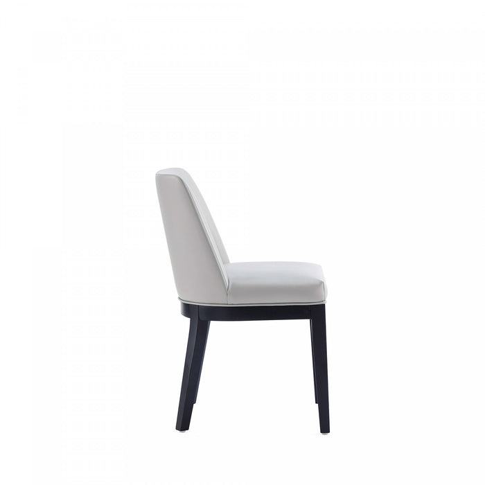 Gansevoort Modern Wood Vegan Leather Dining Chair in Light Gray - Set of 4