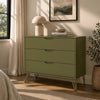 Rockefeller Mid-Century Modern 35" Dresser in Olive Green (3-Drawer) | Commode Rockefeller Mid-Century Modern 89 cm en vert olive (3 tiroirs)