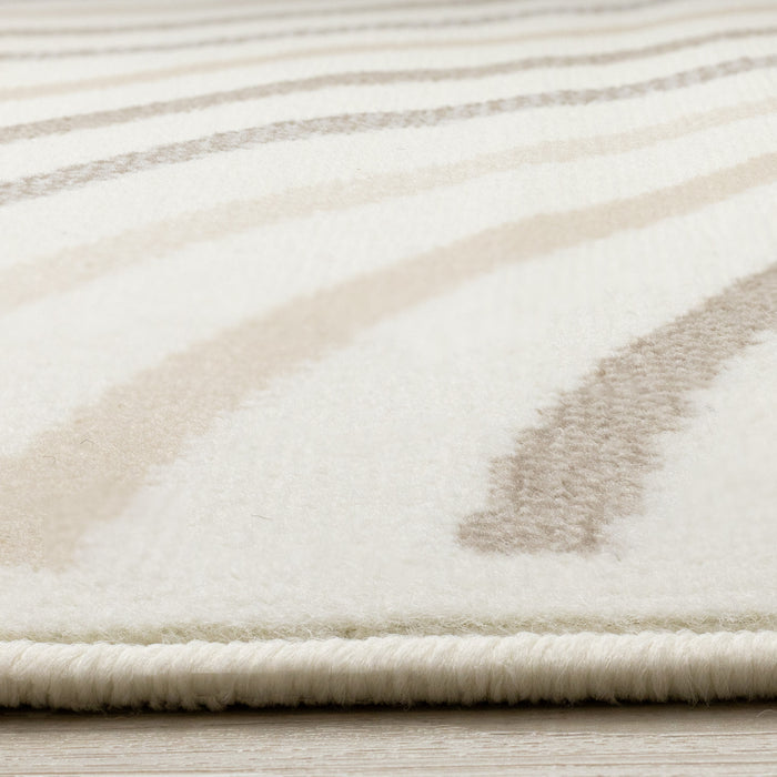 Forte Cream Beige Brown Curvy Lines Area Rug - 7'9\" x 10'6\"