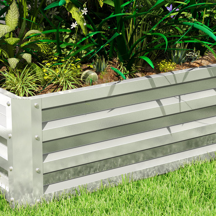 Outsunny 4' x 2' x 1' Raised Garden Bed, Galvanized Planter Box Silver