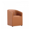 Anna Round Modern Vegan Leather Armchair in Saddle Brown - Set of 2 | Fauteuil moderne Anna en cuir vegetalien couleur brun selle - Lot de 2