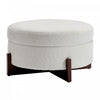Sophia Round Storage Ottoman Coffee Table with Tufted Upholstery - White | Table Basse Ottoman Ronde Sophia avec Rembourrage Capitonne et Rangement - Blanc