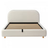 Laurel Ottoman Hydraulic Lift Storage Platform Bed with Boucle Upholstered and Hidden Under-White  | Lit plateforme Laurel avec coffre de rangement a levage hydraulique, tapisserie bouclee et espace de rangement cache sous le lit, taille Queen, blanc