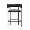 Onda Contemporary Vegan Leather Metal Counter Stool in Black | Tabouret de comptoir contemporain Onda en cuir vegetalien et metal, coloris noir