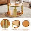 Jonas 31.5" Round Tempered Glass Coffee Table With Lower Shelf - Brown | Table Basse Ronde Jonas De 31,5" En Verre Trempe Avec Etagere Inferieure - Marron
