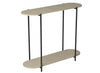 32" Oval Shape Console Table With 1 Storage Shelf - Natural Wood Look With Black Metal | Console de 32 po de forme ovale avec 1 tablette de rangement - apparence de bois naturel avec métal noir