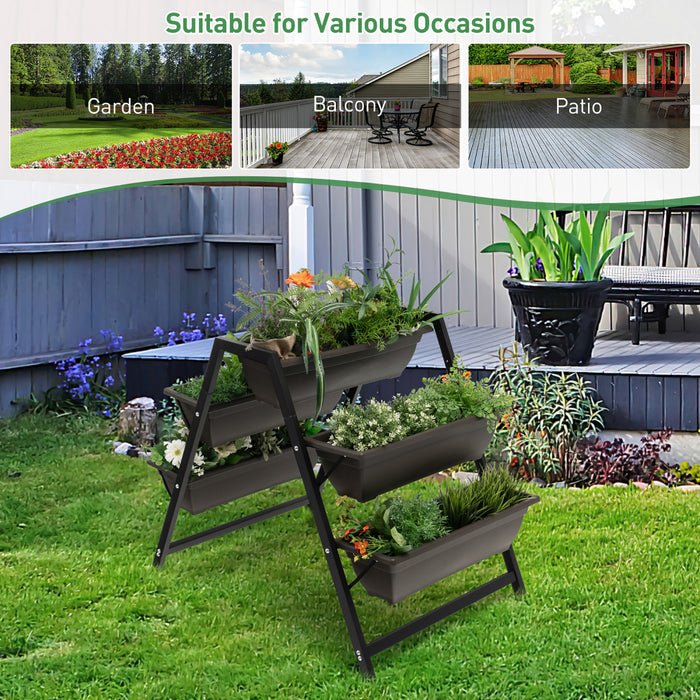 Costway 31\"h Raised Garden Bed 3-tier Vertical Planter W/5 Plant Boxes Indoor Outdoor