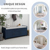 Olivia Pine Wood Storage Bench With 3-door Shoe Cabinet With Hidden Compartment - Antique Navy | Banc De Rangement Olivia En Pin Avec Meuble A Chaussures 3 Portes Et Compartiment Cache, Bleu Marine Antique