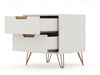 Rockefeller Mid-Century Modern 20" Nightstand in Off White (2-Drawer) - Set of 2 | Table de nuit Rockefeller Mid-Century Modern 20" en blanc casse (2 tiroirs) - Lot de 2