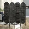 HOMCOM 4 Panel Room Divider, Bohemian Folding Privacy Screen, Black