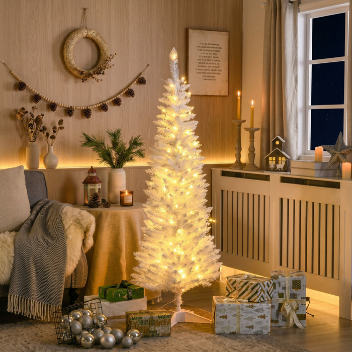 HOMCOM 5' Prelit Artificial Christmas Tree with Warm White LED Lights