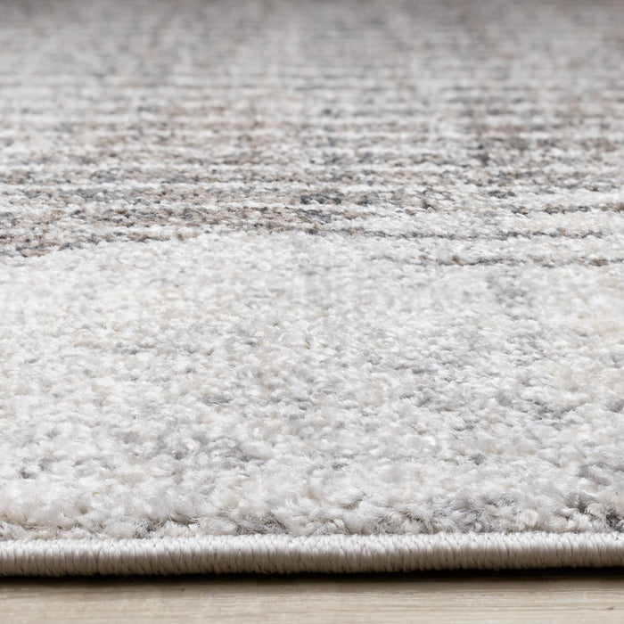 Solace Soft Low-Pile Grey White Merging Circles Area Rug - 6'7\" x 9'6\"