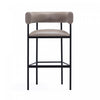 Onda Contemporary Vegan Leather Metal Upholstered Barstool in Taupe | Tabouret de bar contemporain Onda en similicuir vegan et metal, coloris taupe