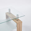 Lucius Modern Geometric Design Tempered Glass Coffee Tablewith Metal Frame and Clear Glass,Natural  | Table basse moderne Lucius au design geometrique en verre trempe avec cadre en metal et verre transparent, naturel