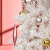 Homcom 7 Foot Artificial Christmas Tree With Metal Base Pink And White|Homcom Sapin De Noel Artificiel En Forme De Crayon 616 Branches
