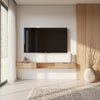 Nordika Slim 72" Wall-Mounted TV Stand with 2 Storage Cabinets - Natural Blonde Oak | Meuble pour téléviseur mural mince Nordika de 72 po avec 2 armoires de rangement - chêne blond naturel