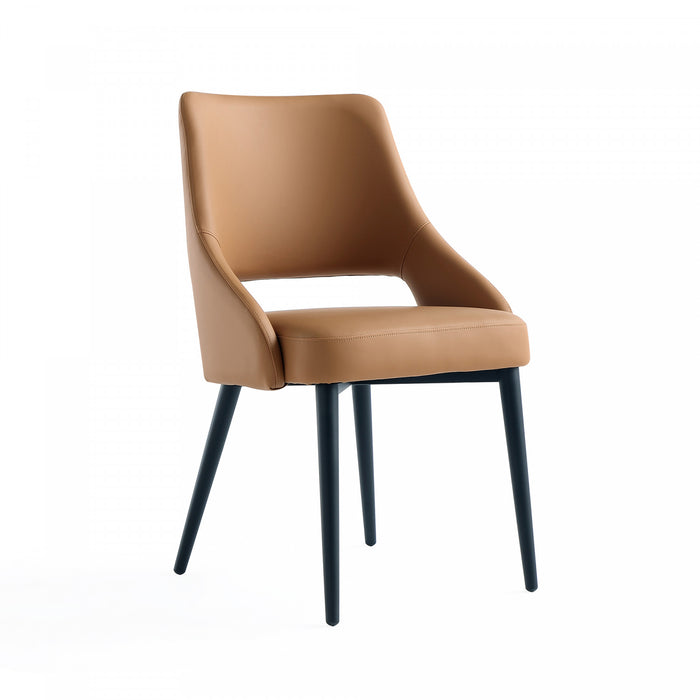 Tremont Modern Vegan Leather Metal Dining Chair in Saddle - Set of 2